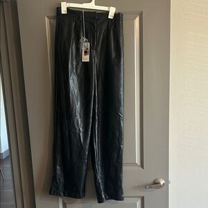 Worthington Black Wide Leg Faux Leather Pants